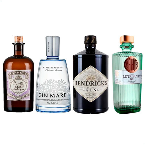 Gin Hendricks + Gin Le Tribute + Gin Mare + Gin Mokey 47 X4