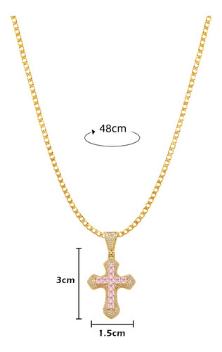 Collar Dije Oro 10k Joyas Cruz Rosa Regalo Para Mujer