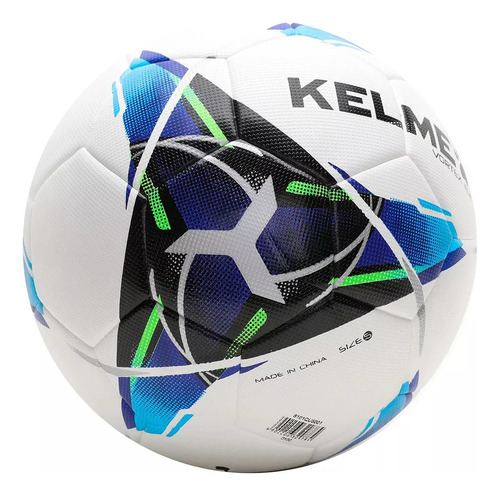 Pelota Futbol N5 Kelme Cancha Cesped Natural Cosida Pu Color Blanco/azul