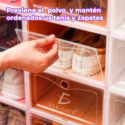 Cajas Organizadoras de Zapatos Apilables Almacenaje 6 Piezas Ele-Gate HOG.124.L Color Blanco