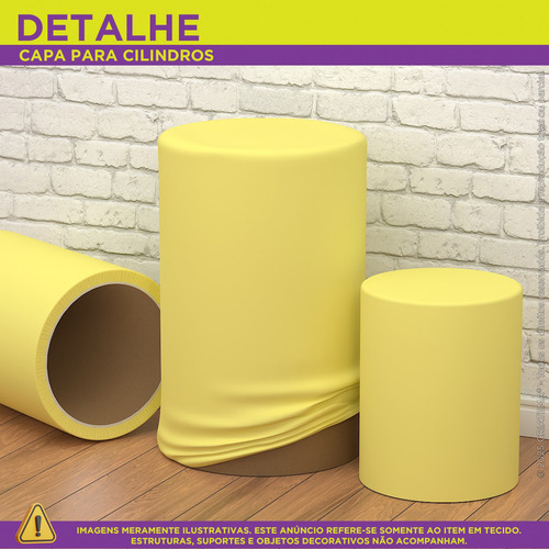 Trio Capas De Cilindro Sublimado Liso Amarelo Veste Fácil Em Tecido