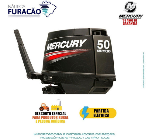 Imagem 3 de 7 de Motor De Popa Mercury 2 Tempos 50hp Eho 3 Cilindros