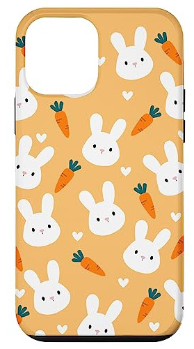 Funda Para iPhone 12 Mini Carrots Naranja Blanco Hearts P-02