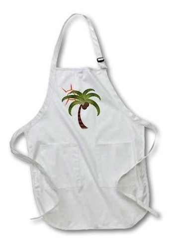 3drose Apr_60779_1 Palm Tree And The Sun Full Length Apron W