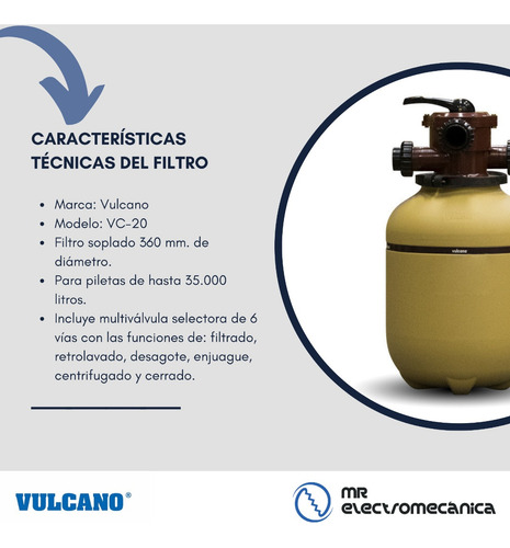 Vulcano Pileta 35000 L Fibra De Vidrio - Kit Super Completo