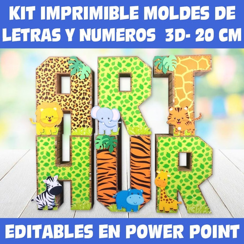 Pack Imprimible Moldes Letras Y Números 3d 20 Cm Editables