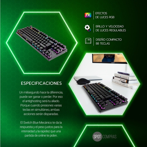 Imagen 4 de 9 de Teclado Gamer Mecanizado Constrictor By Aiwa Qwerty Metal