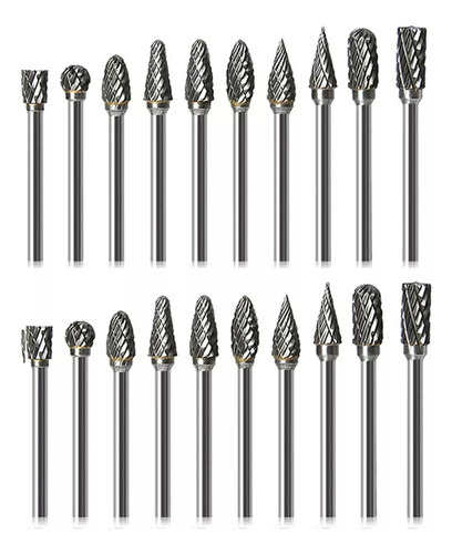 Set Fresas Lima Rotativa 1/8 Metal Duro 20 Piezas