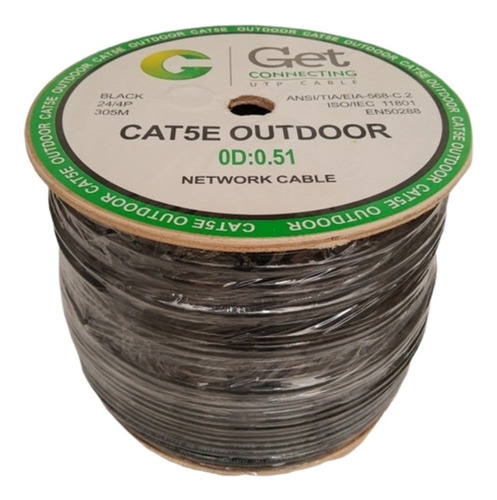 Carrete  Cable Utp Exterior Cat 6e Get X 305 Doble Chaqueta