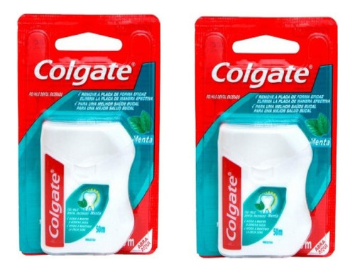 Hilo Dental Encerado Menta Colgate 50m Pack X2