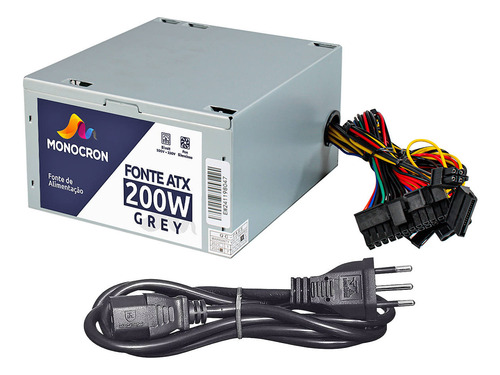 Fonte Atx Para Pc 200w Com Cabo De Força Fan 12cm 140x150x86