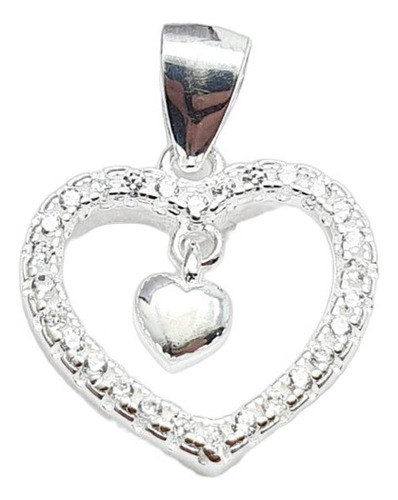 Dije Corazon Plata 925 Mujer Amor Con Piedras Regalo Jc 