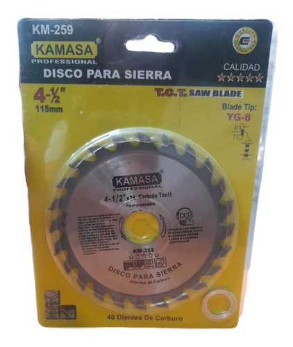 Disco P/ Sierra Circular 4 1/2 40 Dientes D Carburo Kamasa 