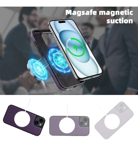 Case Tipo Cuero Magsafe Para iPhone 15 Pro Max Plus X-level