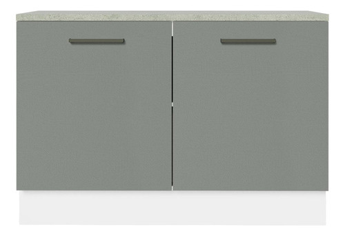 Balcão Pia Cozinha 2 Portas (com Tampo) Branco Agata Madesa Cor Branco/cinza