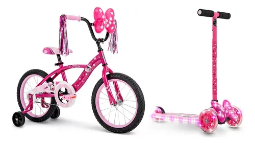 Bicicleta 16 Scooter Plegable Luz Led Minnie Disney Huffy
