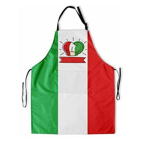 Delantal Con Babero Con Bandera Italiana Ajustable - Delanta