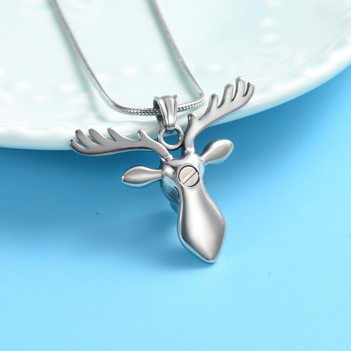 Collar De Urna Con Cabeza De Ciervo Para Cenizas, Joyería De