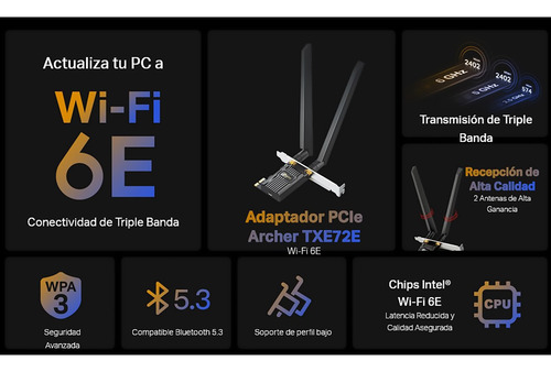 Tarjeta De Red Archer Txe72e Tp Link Wi-fi 6e Axe5400