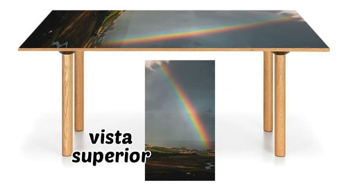 Vinilo Para Mesa Arco Iris Rainbow Paisaje Decoracion M4