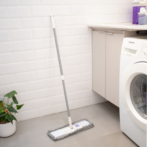 Mop Flat Com Esfregão De Chenille Limpeza Geral - Simplo Cor Branco