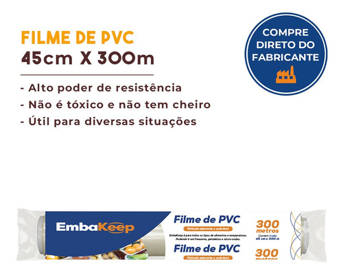 Imagem 3 de 5 de Plástico Filme Pvc - Rolo Transparente - Bobina 45cm X 300m