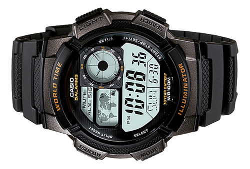 Reloj Casio Ae-1000w-1avcf World Time Illuminator-negro Negro Negro Negro
