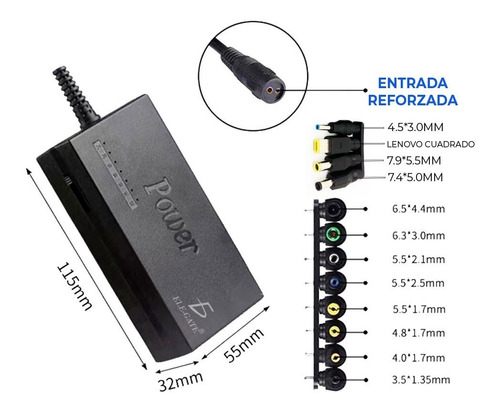 Cargador Universal Multilaptops 12 Conectores 1224v 96w