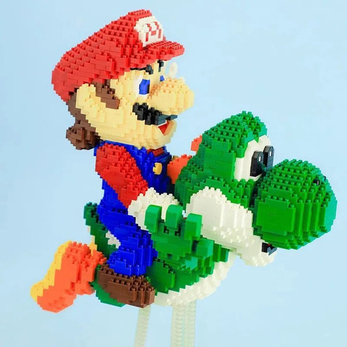 Rompecabezas Bloques 3d Figura Mario Bros Con Yoshi En Vuelo