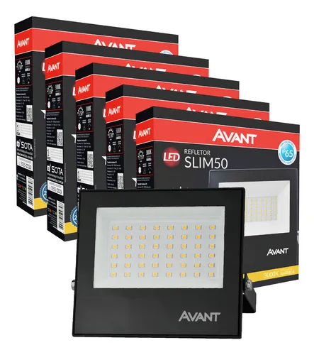 comprar Kit 5 Led Refletor 50w Bivolt Prova Dágua Jardim Luz Quente Cor da carcaça Preto Cor da luz Branco-quente 110Vu002F220V