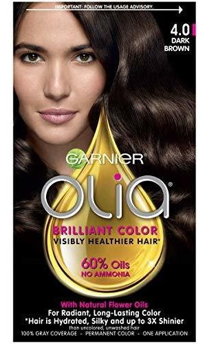 Garnier Olia Hair Color, 4.0 Dark Brown, Tinte Para El