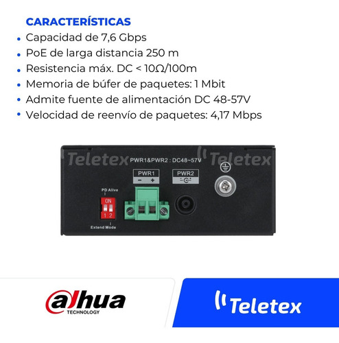 Imagen 5 de 10 de Switch Dahua Dh-pfs3110-8et-96 10 Puertos Poe 8 Puertos