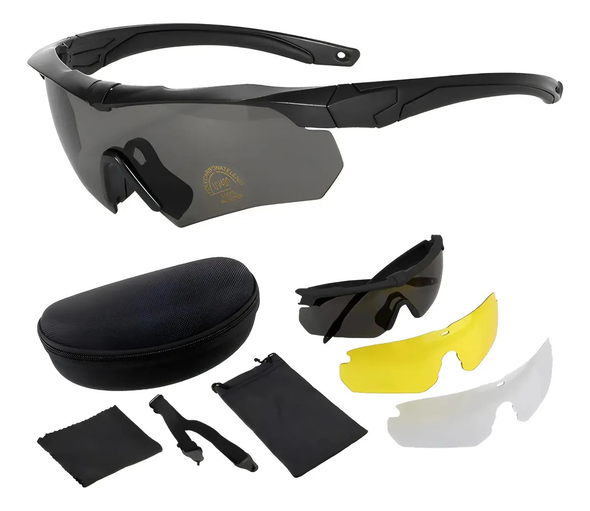 Lentes Tácticas Goggle Militares Con 3lentes Color Negro Diseño Marco negro