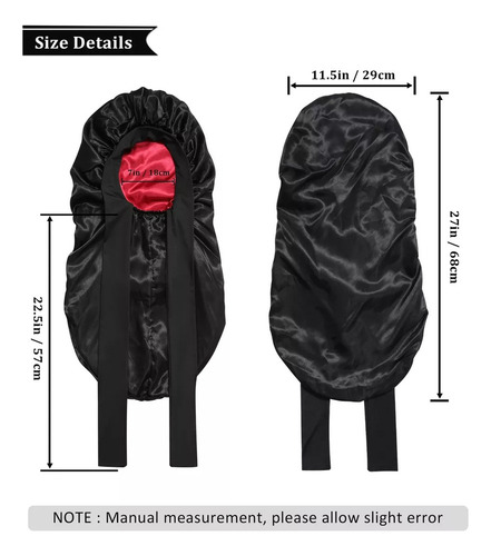 A Gorro De Satén Largo For Dormir - Gorro De Seda Reversible