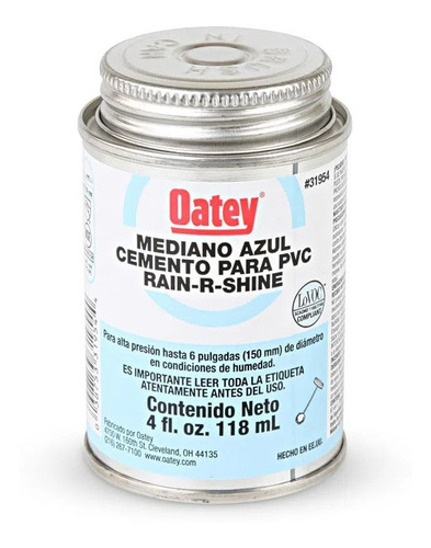 Pega 4oz Tuberías Pvc Azul Condiciones Humedas Oatey