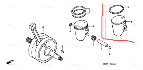 Aro Piston B Cr250 Honda 05 Al 07 13121-ksk-732 Original