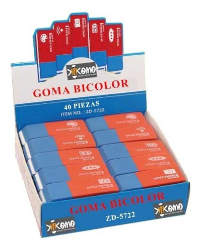Goma De Borrar Kikomo Borradores Zd5722 Para Lápiz De Color Color Rojo En Pack De 40u