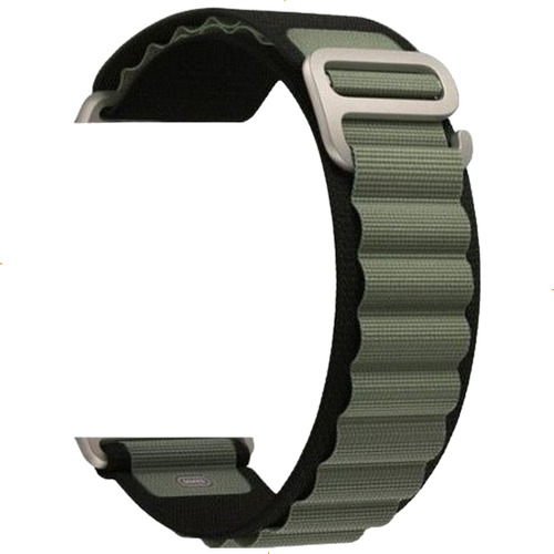 Pulseira loop para watch apple ultra alpine alpinista nylon cor preto com verde 42mm 44mm 45mm 49mm