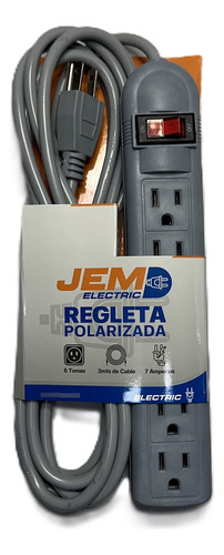 Regleta Electrica 6 Tomas Con Cable De 3 Metros De Longitud