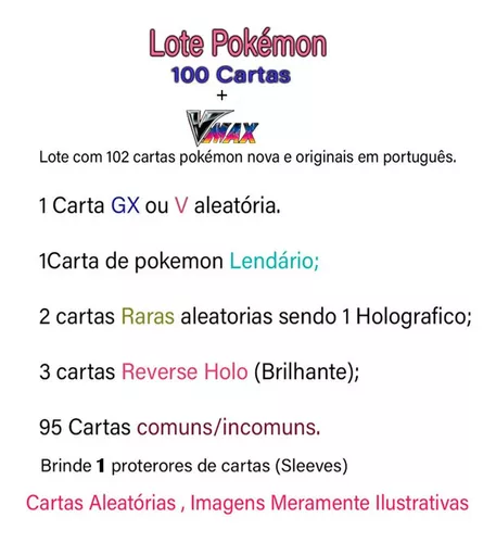 Lote Pokémon 5 Cartinhas Gx Sem Repetições Lendaria Rara - Pokemon