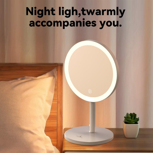 Espelho De Maquiagem Led De Mesa 8'' Recarregável 2000mah