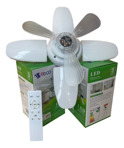 Lámpara-ventilador 3aspas (4 Lámparas) 81.28 Cm Blanco Blanco Plástico 3