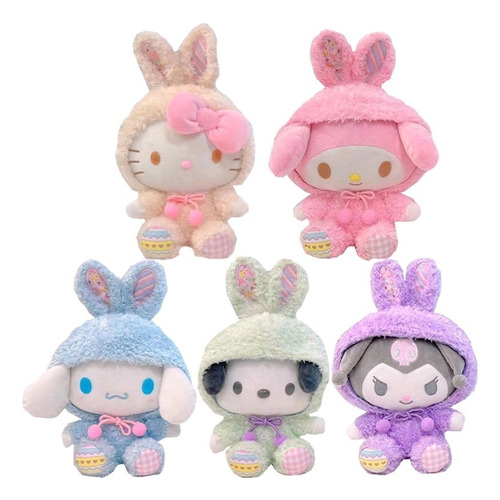 Peluches Sanrio Edición Bunny, Mi Melodía, Kuromi, Kitty