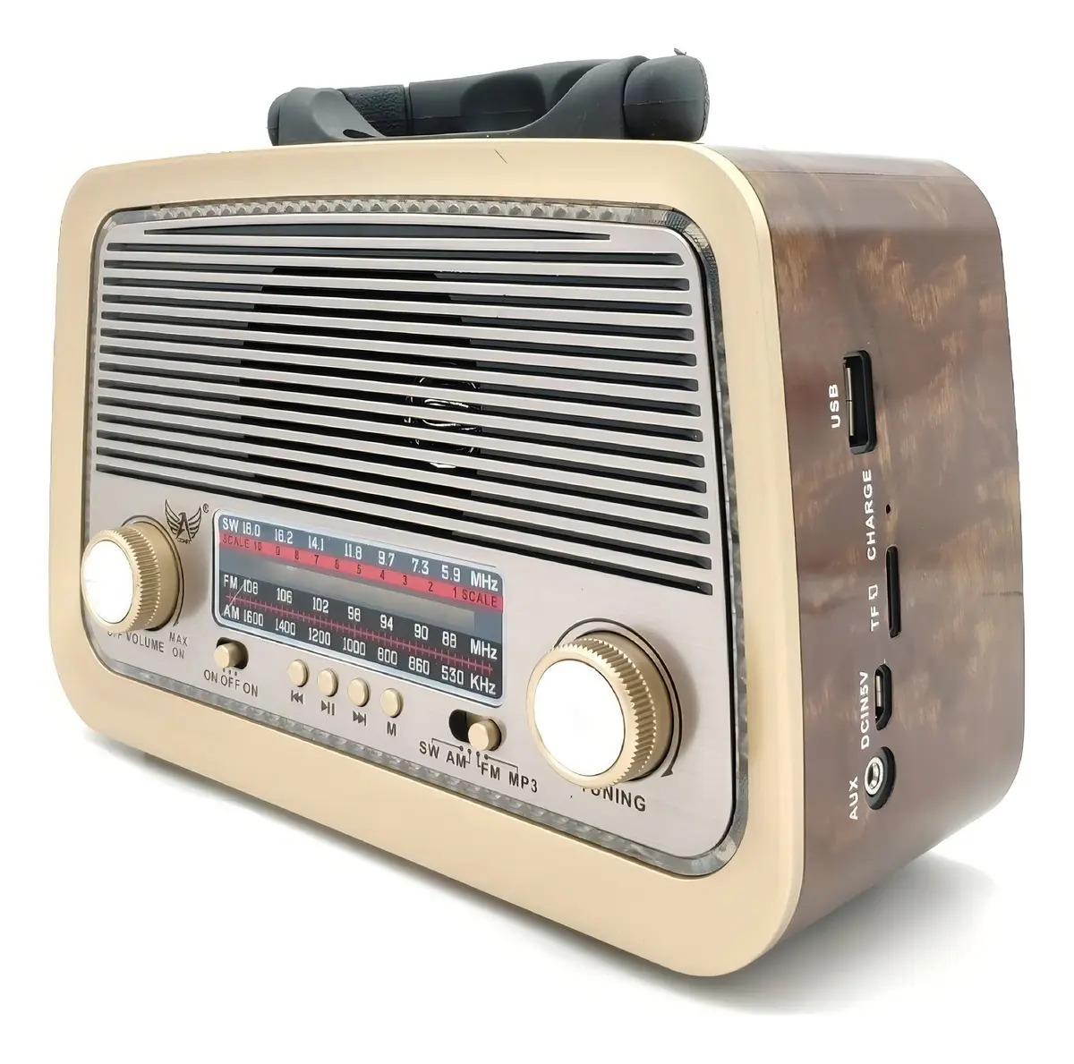 Rádio Retrô Vintage Bluetooth Altomex/Kapbom AM FM SW Usb A-3199/K-3199