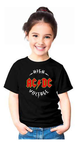 Polera Banda Rock Acdc Logo 2 Color 100% Algodon Niñas Niños