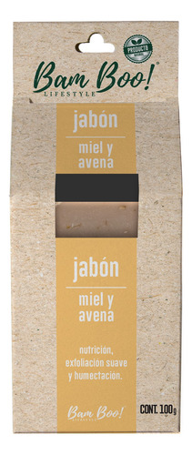 5 Pack Jabón Artesanal Natural Miel Avena 100 G Bam Boo!