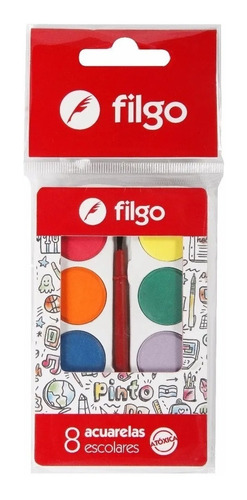 Acuarela Filgo, Estuche X 8 Colores, Incluye Pincel