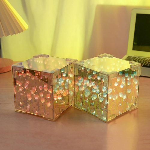 Diy Espejo Led Cube Tulipanes Lamparas Led Lamparas De Noche
