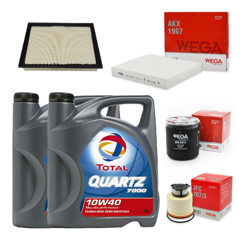 Imagen 1 de 8 de Kit 4 Filtros + 8l Aceite Total 10w40 Toyota Hilux 2.4 2.8