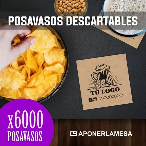 Posavaso Apoyavaso Descartable Personalizado X 6000